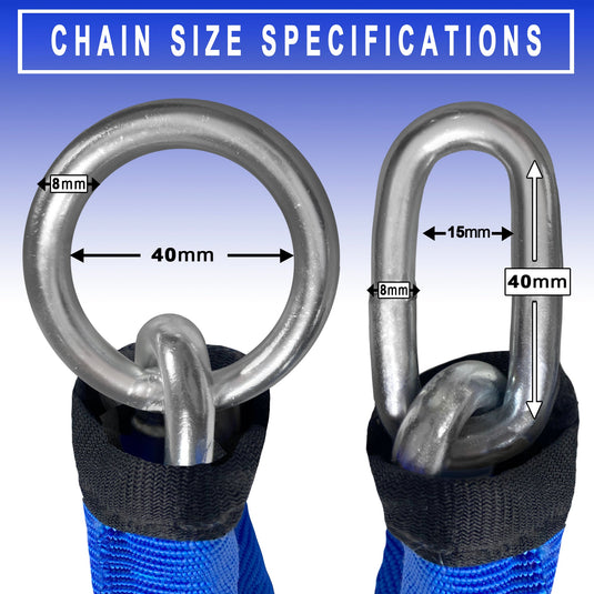 DocksLocks® Heavy Duty Cinch Style 8mm Security Chain - (3ft, 6ft or 10ft) - Weatherproof and Cut Proof Chrome Alloy Carbon Steel