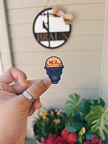 MFJL skull hard hat sticker