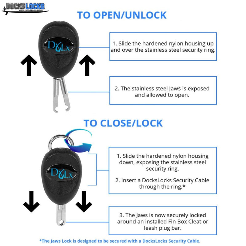 Load image into Gallery viewer, DocksLocks® Jaws SUP Paddleboard and Surfboard Anti-Theft Security Lock
