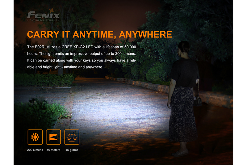 Load image into Gallery viewer, Fenix E02R LED Keychain Light - 200 Lumens
