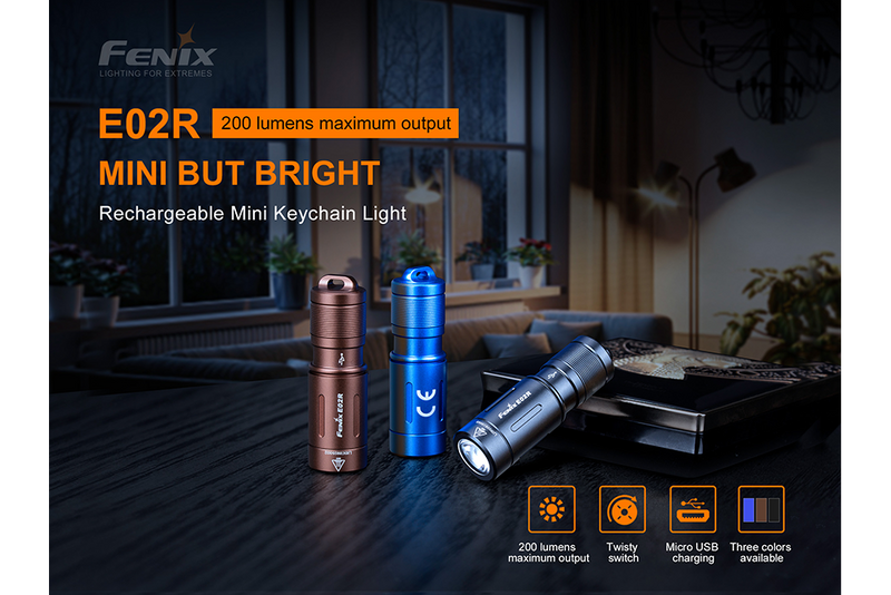 Load image into Gallery viewer, Fenix E02R LED Keychain Light - 200 Lumens
