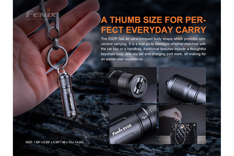 Load image into Gallery viewer, Fenix E02R LED Keychain Light - 200 Lumens
