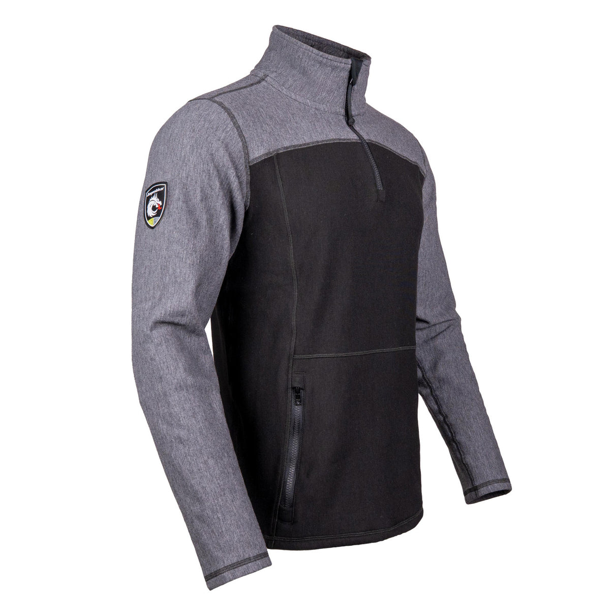 Elements Lite Surge 1/4 Zip Pullover | Side Angle View | Black & Gray