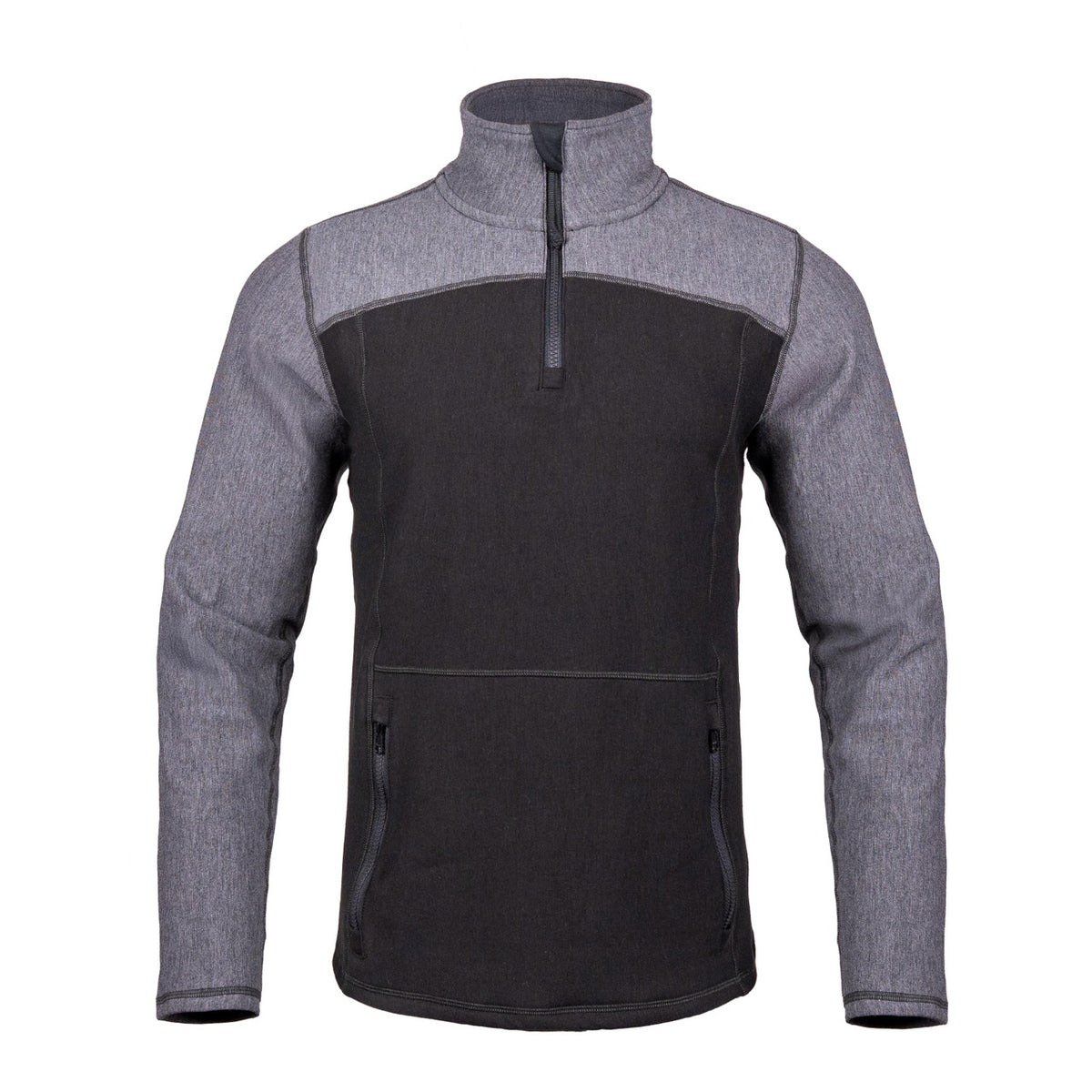 Elements Lite Surge 1/4 Zip Pullover | Front View | Black & Gray