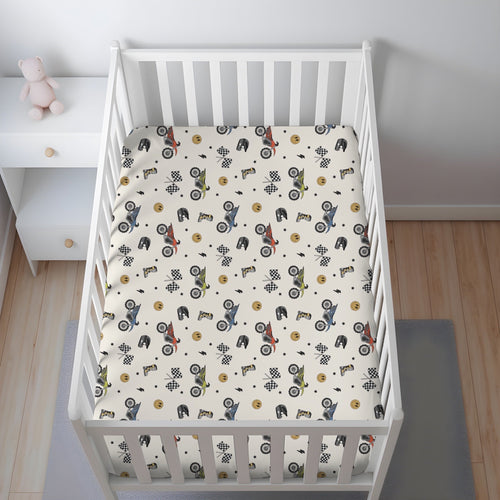 Neutral Dirtbikes Bamboo Crib Sheet