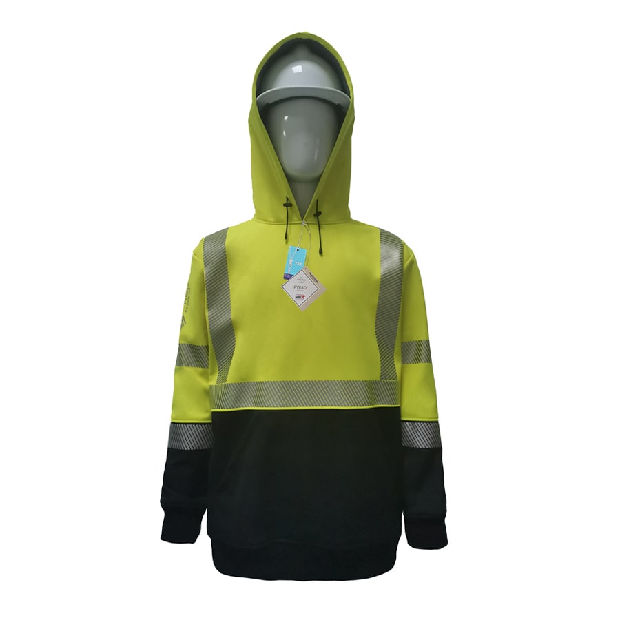 Neilsen FR/ARC Rated Hi-Vis Yellow/Black Softshell Fleece Hoodie made with PYRAD® WINDSTOPPER® Fabric by GORE-TEX LABS