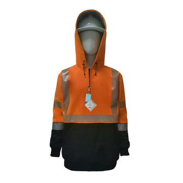 Neilsen FR/ARC Rated Hi-Vis Orange/Black Softshell Fleece Hoodie made with PYRAD® WINDSTOPPER® Fabric by GORE-TEX LABS
