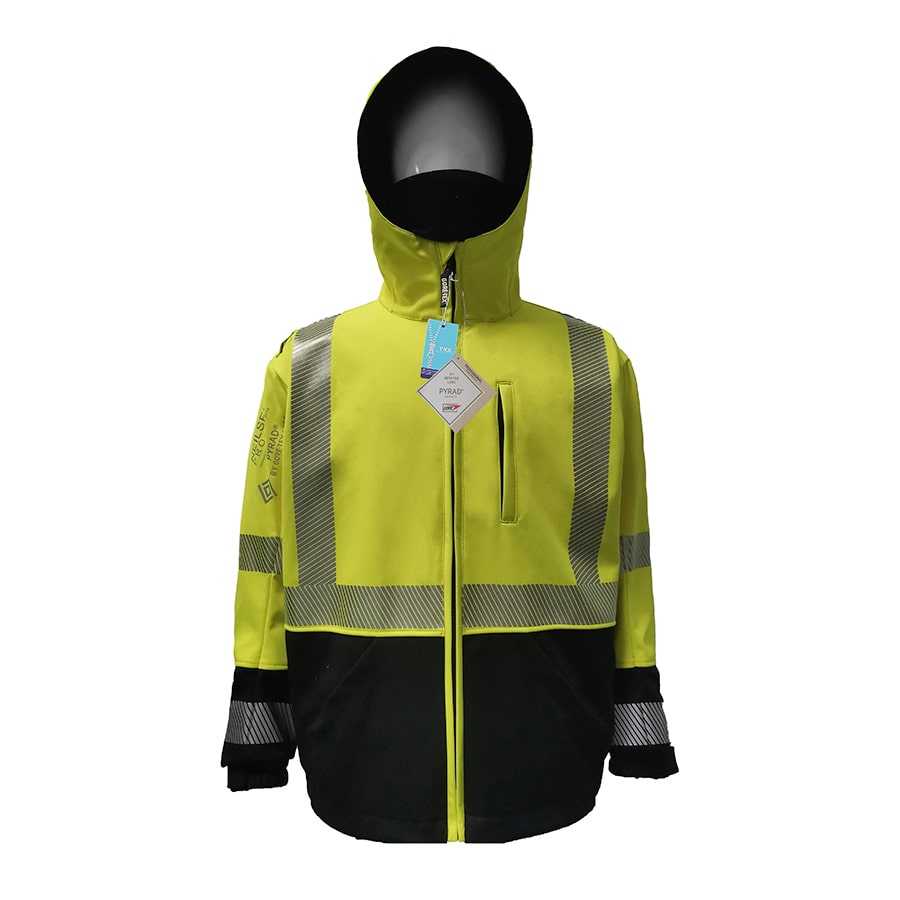 Neilsen FR/ARC Rated Hi-Vis Yellow/Black Softshell Fleece Jacket made with PYRAD® WINDSTOPPER® Fabric by GORE-TEX LABS
