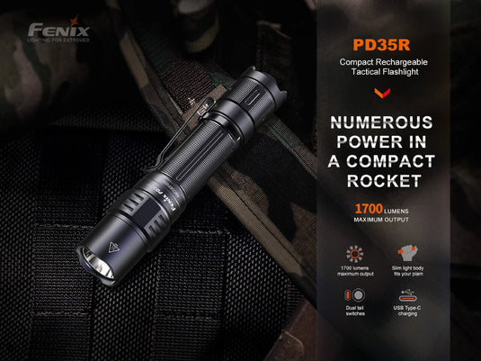 Compact Rechargeable Tactical Flashlight - PD35R