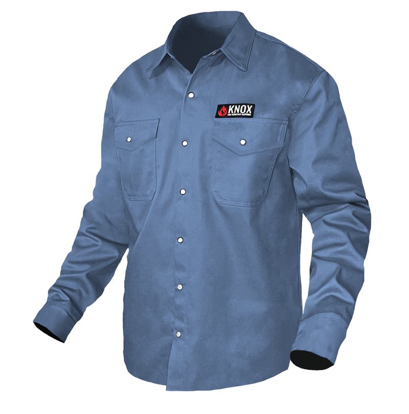 Load image into Gallery viewer, Knox FR Shirt Blue With Pearl Snap Buttons
