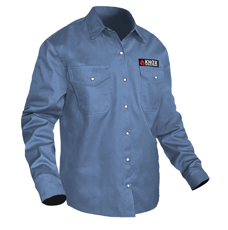 Load image into Gallery viewer, Knox FR Shirt Blue With Pearl Snap Buttons
