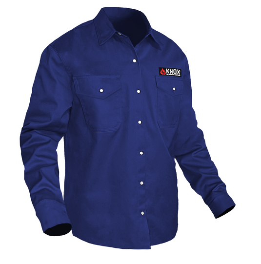 Knox FR Shirt Navy Blue With Pearl Snap Buttons