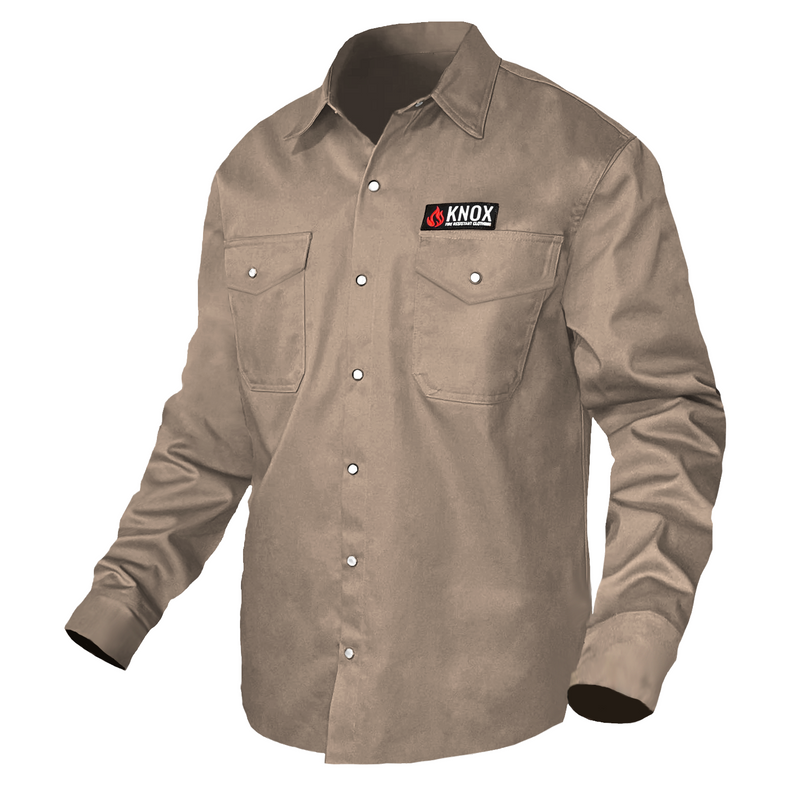 Load image into Gallery viewer, Knox FR Shirt Tan With Pearl Snap Buttons
