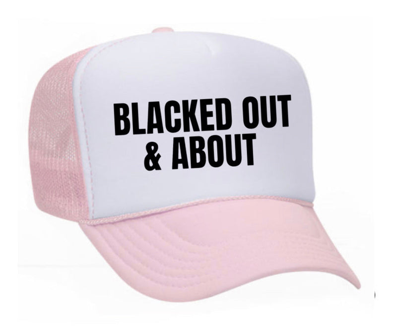 Load image into Gallery viewer, Blacked Out &amp; About Trucker Hat
