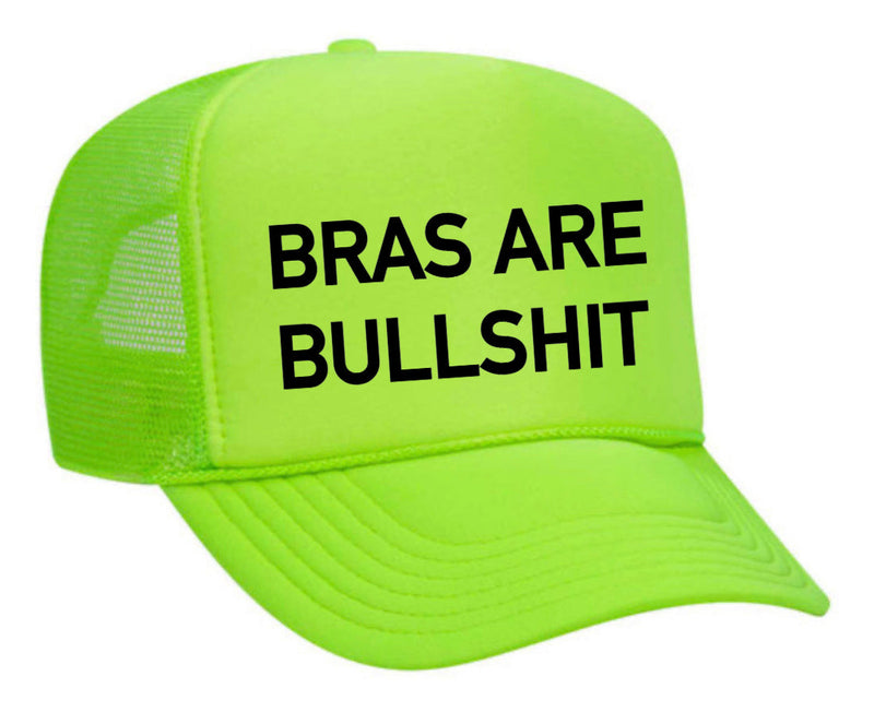 Load image into Gallery viewer, Bras Are Bullshit Trucker Hat
