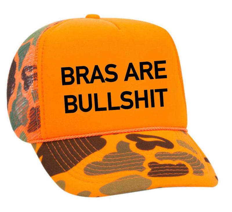 Load image into Gallery viewer, Bras Are Bullshit Trucker Hat
