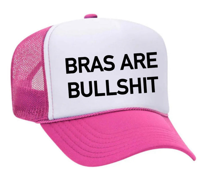 Load image into Gallery viewer, Bras Are Bullshit Trucker Hat
