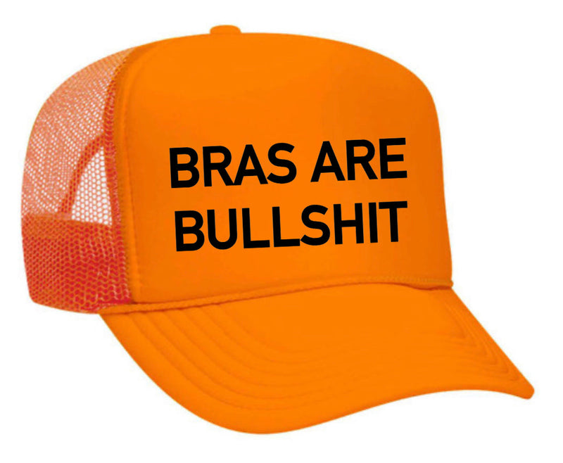 Load image into Gallery viewer, Bras Are Bullshit Trucker Hat
