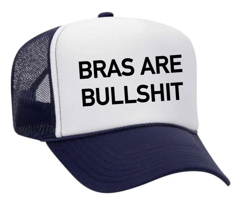 Load image into Gallery viewer, Bras Are Bullshit Trucker Hat
