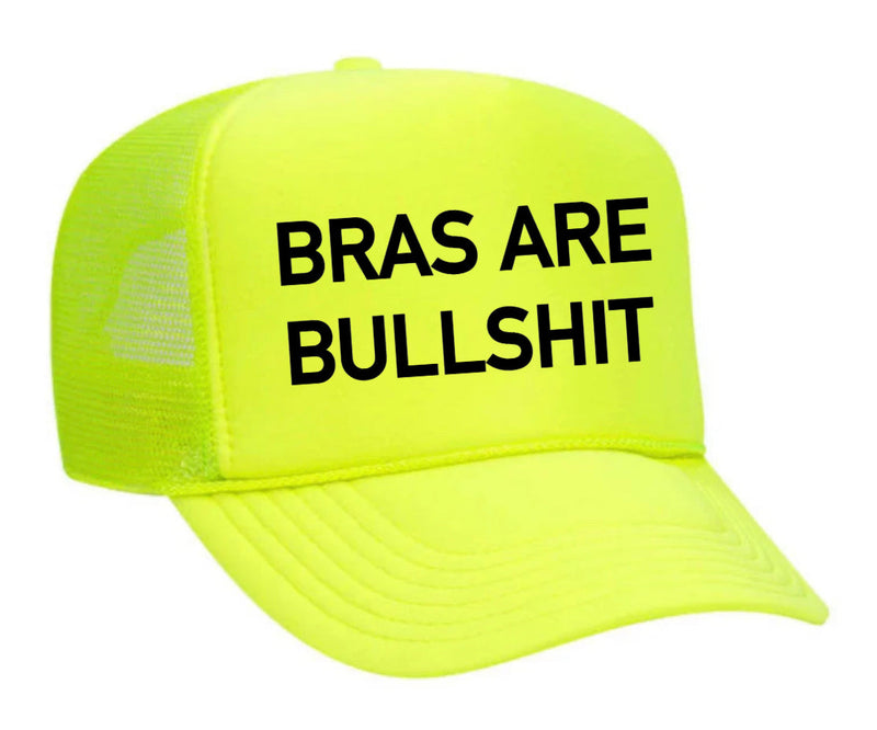 Load image into Gallery viewer, Bras Are Bullshit Trucker Hat
