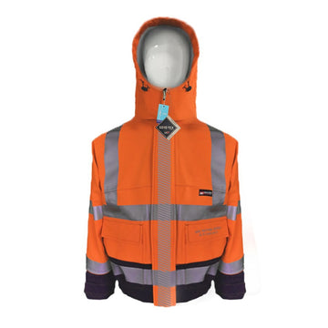 EXTREME GORE-TEX PYRAD® CAT 3 FR/ARC Rated Breathable High Visibility Rainwear Bomber Jacket Orange/Black