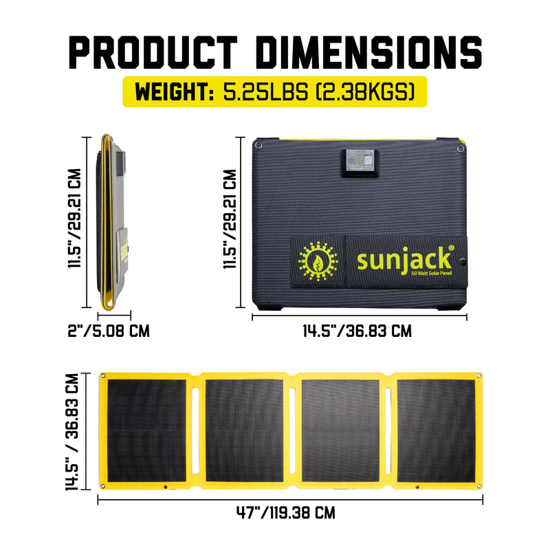 Load image into Gallery viewer, SunJack 60 Watt ETFE Foldable Portable Solar Panel Charger with Kickstands
