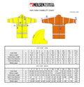 GORE-TEX HVC Yellow Rainwear High Visibility Coat size chart
