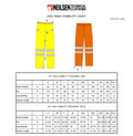 GORE-TEX HVT Orange Rainwear High Visibility Trouser size chart