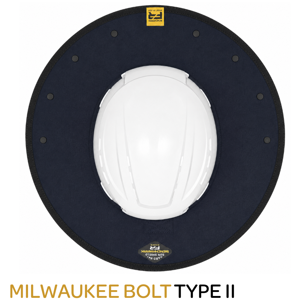 FR Sol Survivor Hard Hat Sunshade - Milwaukee Bolt Full Brim Type II