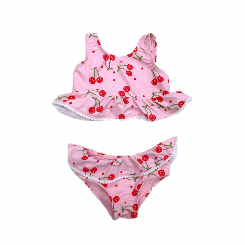 Load image into Gallery viewer, Girls Smiley Cherry Swim Suit
