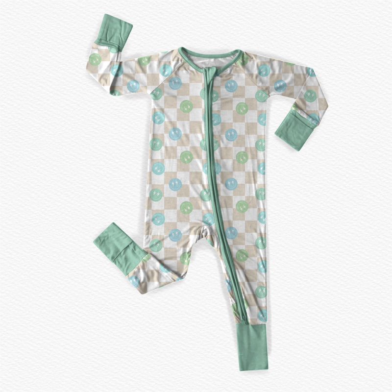 Load image into Gallery viewer, It’s Electric Checks Bamboo Romper/ 2 Piece Set
