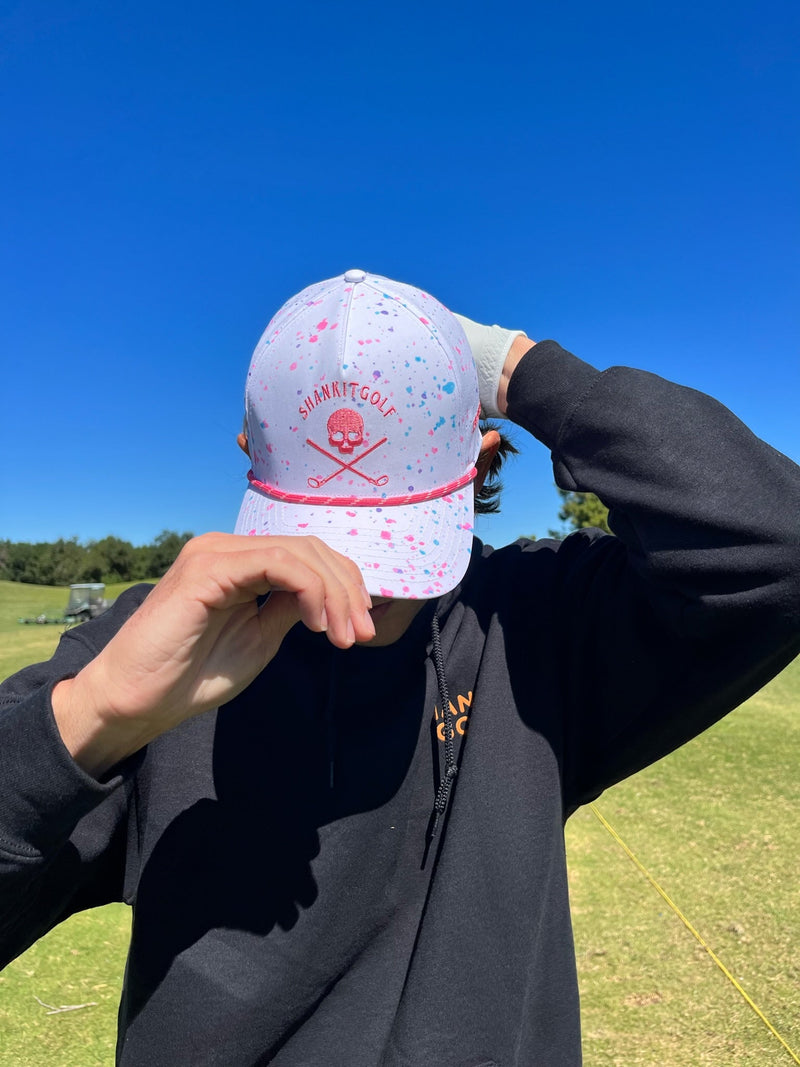 Load image into Gallery viewer, White Paint Splatter Golf Hat

