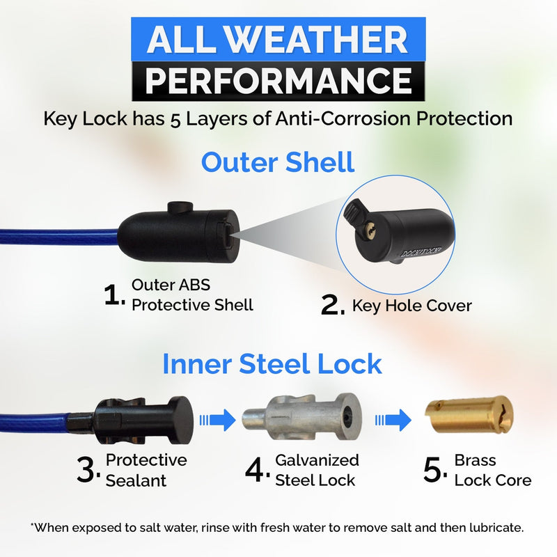 Load image into Gallery viewer, DocksLocks® Anti-Theft Weatherproof Coiled Security Cable with Key Lock (5&#39;, 10&#39;, 15&#39;, 20&#39; or 25&#39;)
