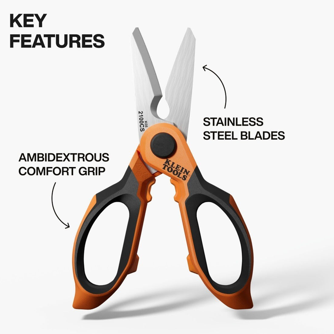 Klein 2100CS Long Reach Cable Stripping Electrician Scissors, 7-Inch