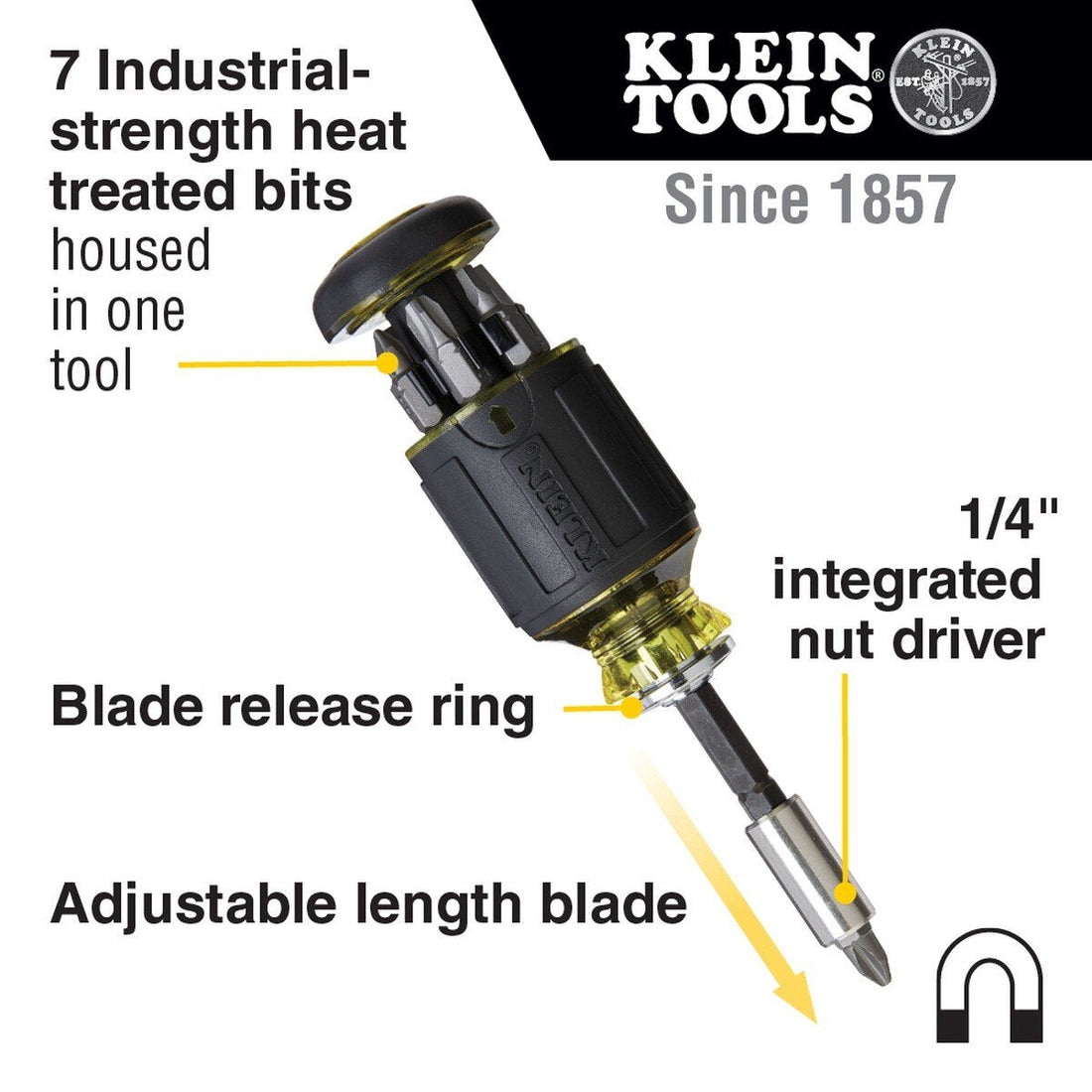 Klein 32308 8-in-1 Multi-Bit Adjustable Length Stubby Screwdriver