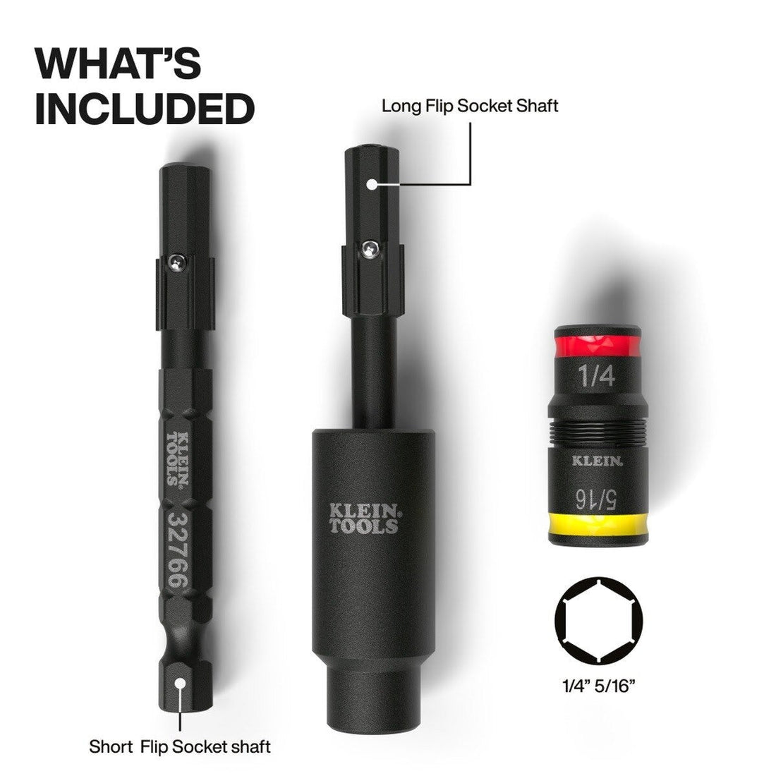 Klein 32982 Impact Flip Socket with Swivel Adapter, 1/4 in. and 5/16 in. Hex (3 Piece)
