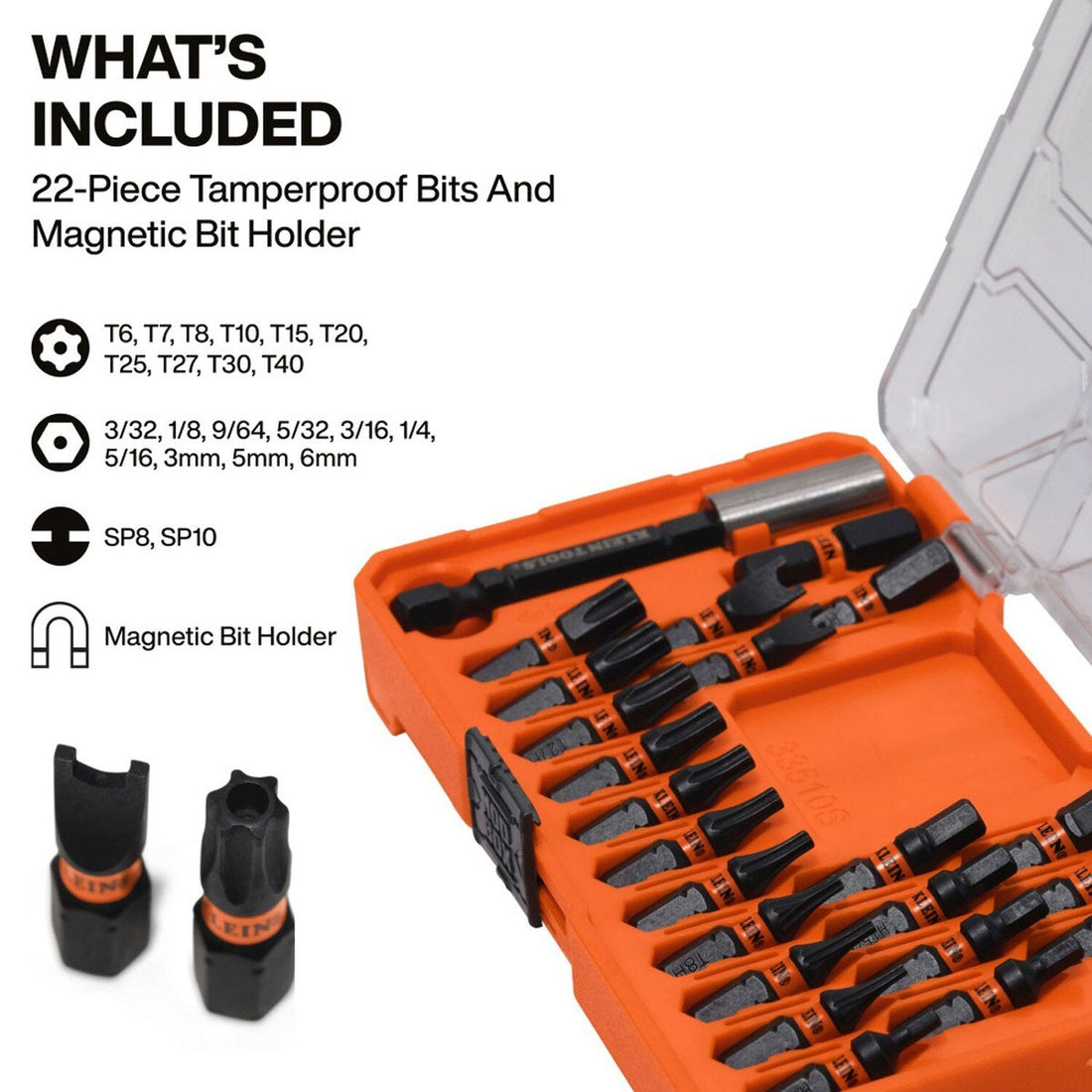 Klein Tools 33510S Slim ProFlex Impact-Rated Security Bit Set for Tamperproof Fasteners (23-Piece)