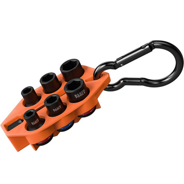 Klein 33808 Grab-And-Go SAE Impact Socket Set with 3/8 Inch Drive and Carabiner (7 Piece)