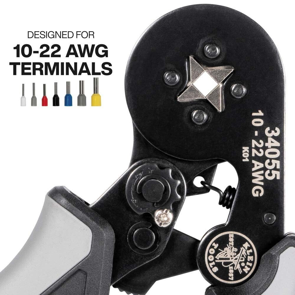 Klein 34060 Ratcheting Ferrule Square Crimper Set with 1200 Terminals and Carrying Case