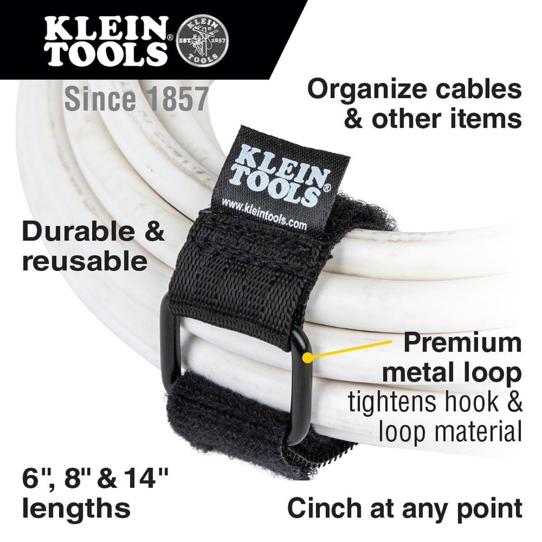 Klein 450-600 Hook and Loop Cinch Straps Multi-Pack for Cable Management (6 Pack)