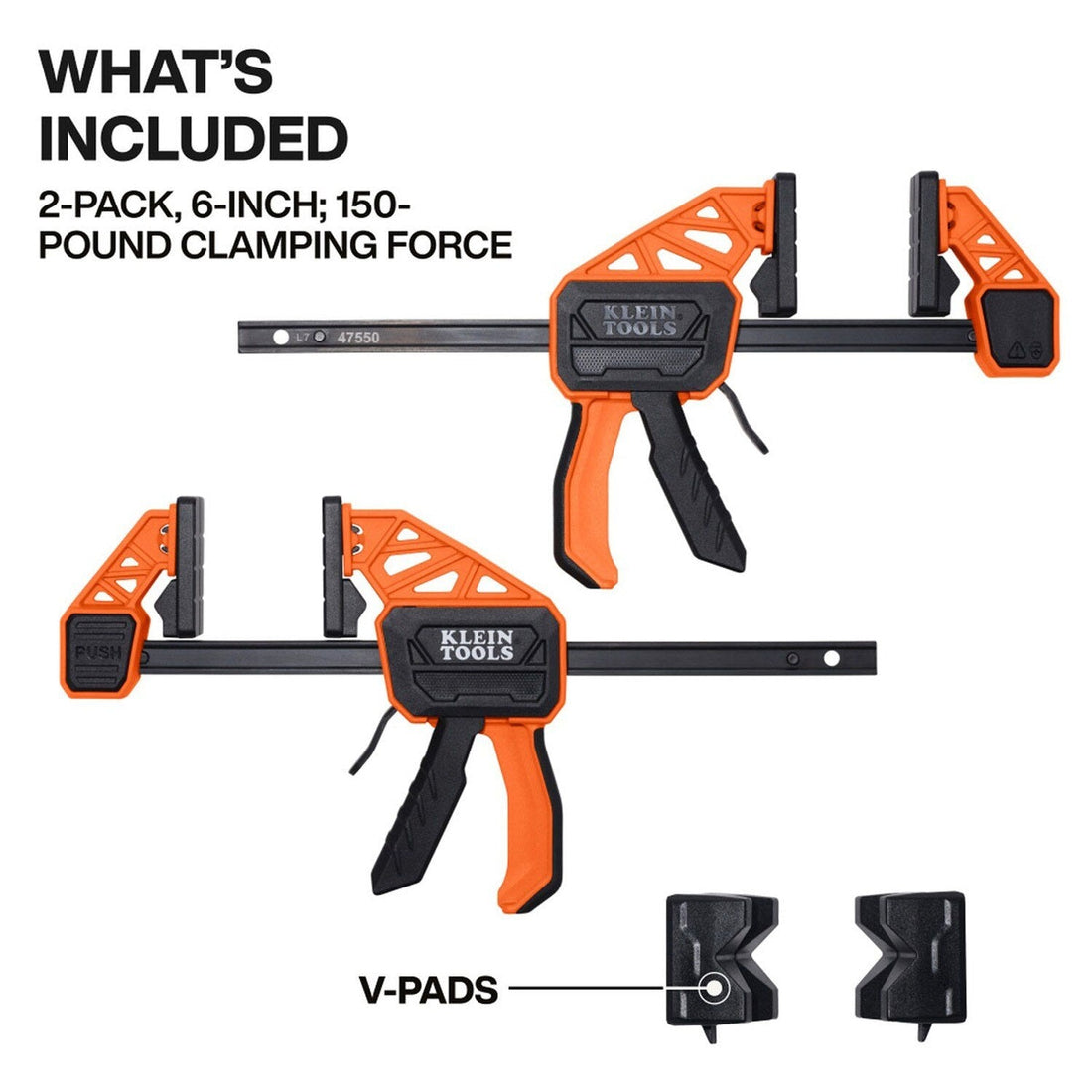 Klein 47550 Speed-Klamp 6-Inch Quick Clamp and Spreader with 150 lb Clamping Force (2 Pack)