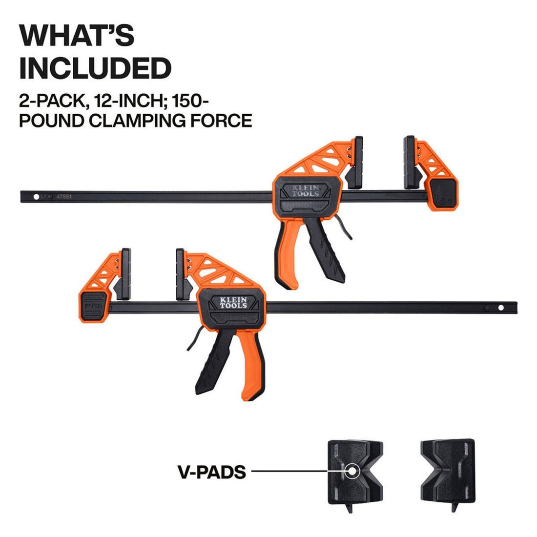 Klein 47551 Speed-Klamp 12-Inch Quick Clamp with 150-Pound Clamping Force (2 Pack)