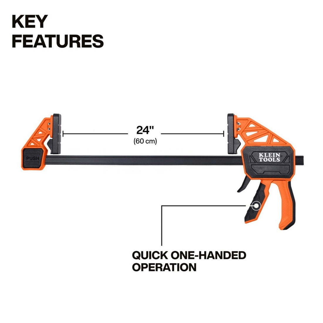 Klein 47558 Speed-Klamp 24-Inch Quick Clamp with 300 lb Clamping Force (1 Pack)