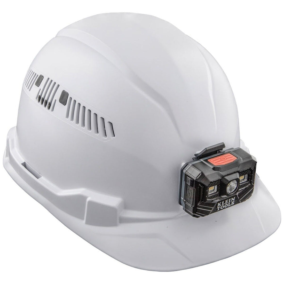 Klein 60113RL Hard Hat, Vented Cap Style with Rechargeable Headlamp, White (Each)