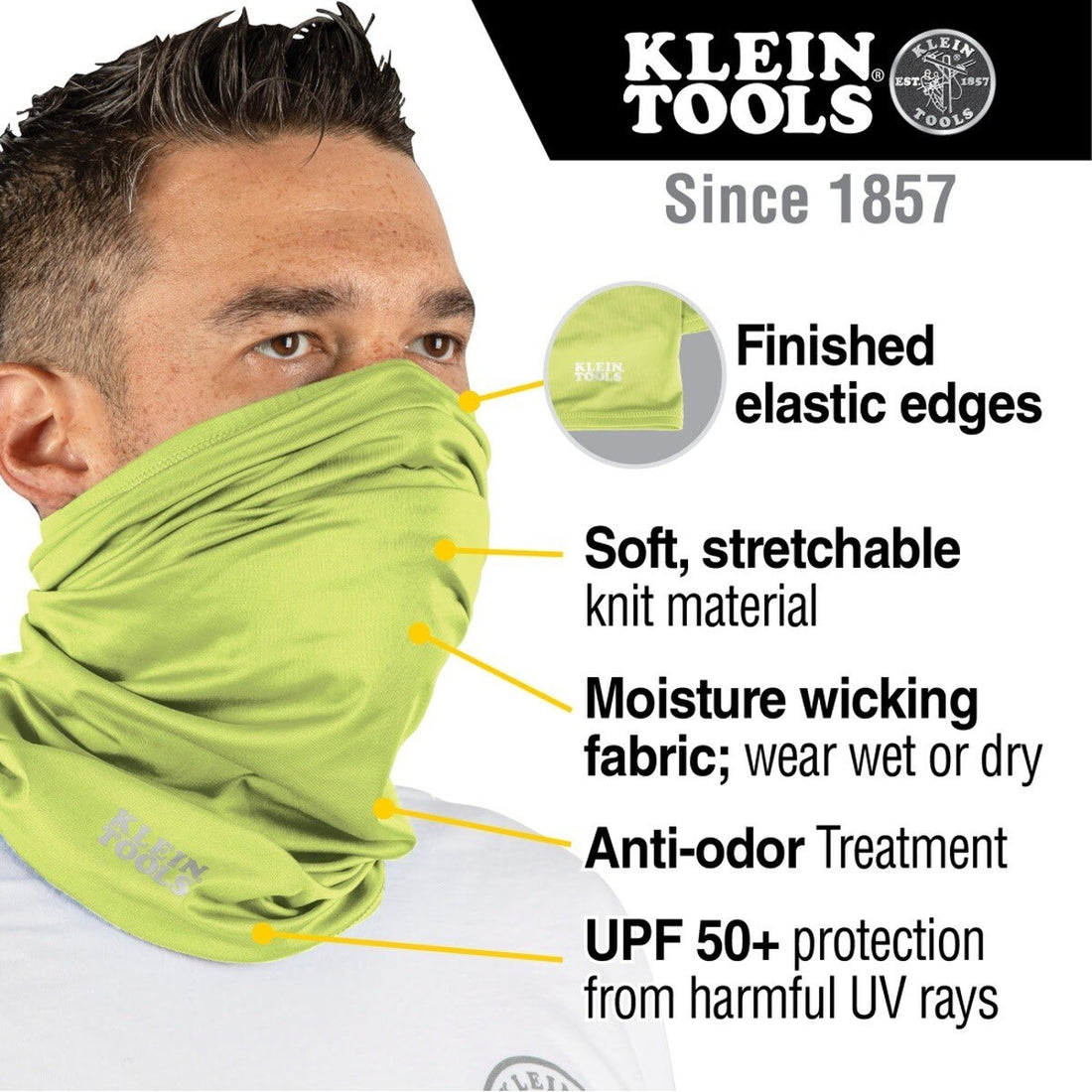 Klein 60465 Neck and Face Cooling Band, High-Visibility Yellow (One Size)