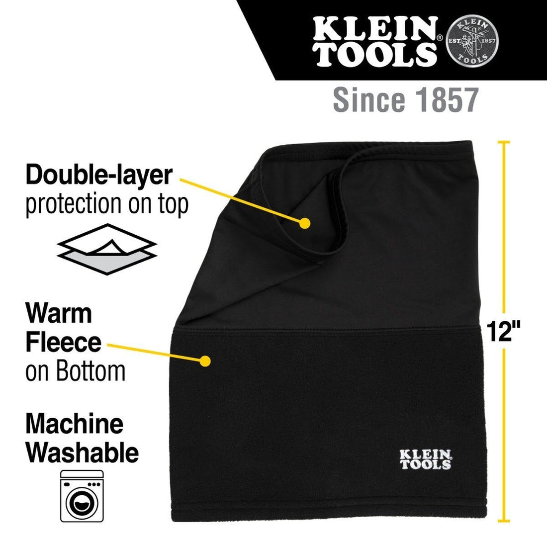 Klein 60466 Neck and Face Warming Half-Band, Black (One Size Fits Most)