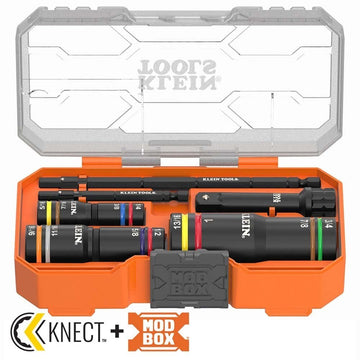 Klein 653QS KNECT Quad-12 Deep-Well Heavy-Duty Impact Flip Sockets, SAE, 6-Piece