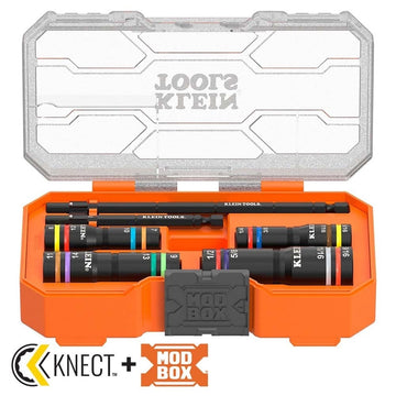 Klein 654QS KNECT Quad-16 Heavy-Duty Impact Flip Sockets, SAE and Metric, 6-Piece