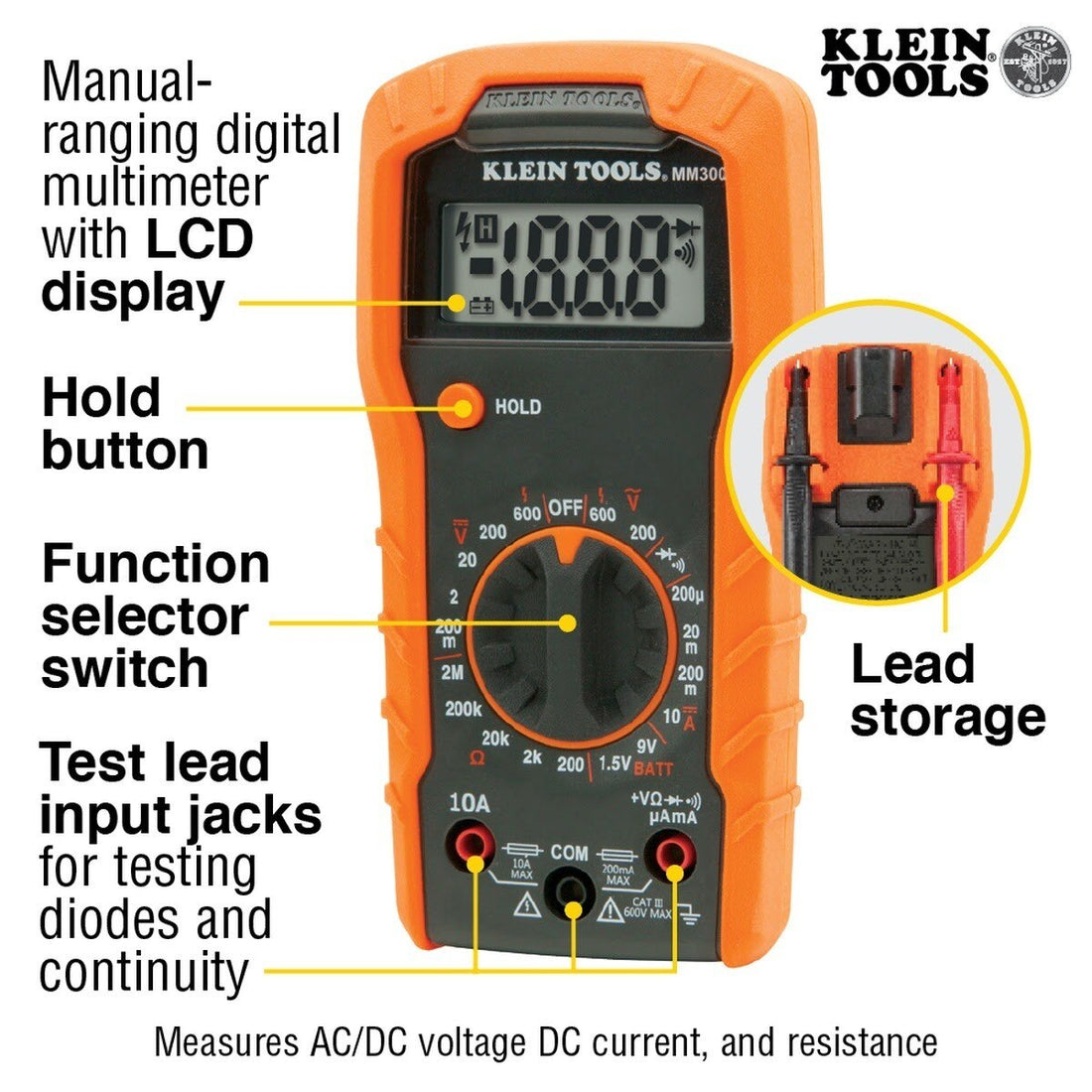 Klein 69149P Electrical Test Kit with MM300 Multimeter, NCVT-1P Non-Contact Voltage Tester and RT105 Receptacle Tester