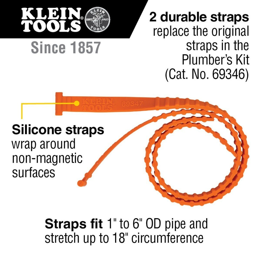 Klein 69347 Plumber's Kit Replacement Straps (2 Pack)